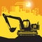 Large Excavator work on construction site