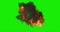 Large Explosion isolated, upper view, Green Screen Chromakey, 4K