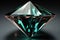 Large faceted emerald stone on a black background. Jewelry salon banner. Generative AI