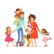 Large family with many children. Kids, babies and their tired parents vector Illustration