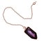 Large feminine pendant with amethyst and gold chain. Watercolor gradients of pink, purple and black. Clipart. Isolated