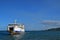 Large ferry arriving at Natovi Landing nearby Suva, Fiji