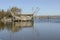 Large fishnet of Trabocco on the lagoon, Comacchio, Italy