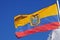 Large flag of Ecuador waving