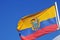 Large flag of Ecuador waving