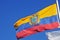 Large flag of Ecuador waving i