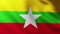 Large Flag of Myanmar background fluttering in the wind