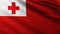 Large Flag of Tonga Islands fullscreen background in the wind