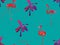 Large flamingo red hawaiian seamless pattern.