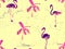 Large flamingo yellow hawaiian seamless pattern.