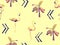 Large flamingo yellow hawaiian seamless pattern.