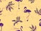 Large flamingo yellow hawaiian seamless pattern