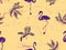 Large flamingo yellow hawaiian seamless pattern.