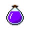 Large flask of pixel potion. Magical purple potion in bottle with cork