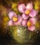 Large floral painting, cute pink flowers print, printable wall art, digital file download, oil style artwork