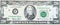 Large fragment of the Obverse side of 20 twenty dollars bill banknote series 1995 with the portrait of president Andrew Jackson,