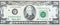 Large fragment of the Obverse side of 20 twenty dollars bill banknote series 1995 with the portrait of president Andrew Jackson,