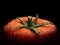 Large fragment of ripe tomato covered with water drops