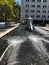 Large gavel statute in water in downtown Columbus