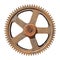 Large gear wheel cogs rusty on white background