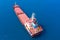 Large general cargo ship, Top down aerial.