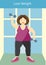 Large girl posing with an exercise dumbbells,lose weight,Vector illustrations