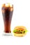 Large glass of pop soda with lush tasty hamburger isolated on a white background. Bright photo.