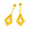 Large gold earrings. Vector illustration on white background.