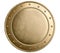 Large gold metal round shield isolated 3d illustration