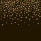 Large golden festive confetti on a black background. Vector.