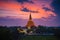 Large golden pagoda Located in the community at sunset , Phra Pathom Chedi , Nakhon Pathom province, Thailand. This is  public