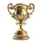 Large golden trophy on transparent background