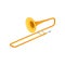 Large golden trumpet trombone. Brass musical instrument for playing orchestral or classical music. Decorative element