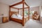 Large grand four poster pine bed