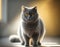 Large Gray Cat. AI generated Illustration