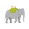 Large gray elephant with chair on back. Activity for tourists. Travel to Bali, Indonesia. Flat vector design
