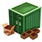 Large green container for goods and box