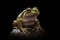 A large green frog sits in the marsh. Generative AI