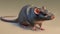 Large Grey Rat Plain Background - Generative AI