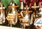 Large group, collection, of silver platted arabic mint tea pots.