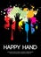 Large group of happy hands design with copy space.