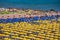 Large group of parasols at the beach of Rimini