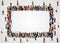 Large group of people crowded in square frame on white background.