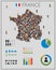 Large group of people in form of France map with infographics elements.