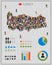 Large group of people in form of Turkey map with infographics elements.