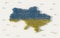 Large group of people forming Ukraine map and national flag in social media and community concept on white background. 3d sign