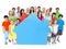 Large Group People Holding Home Symbol Concept