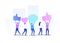 Large group of people with like, thumb, heart, signs. Social network concept.