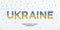 A large group of people stands, making up the word Ukraine. Ukraine flag made from people crowd. Vector illustration