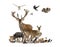 Large group of various european fauna, red deer, red fox, bird, rodent, wild boar